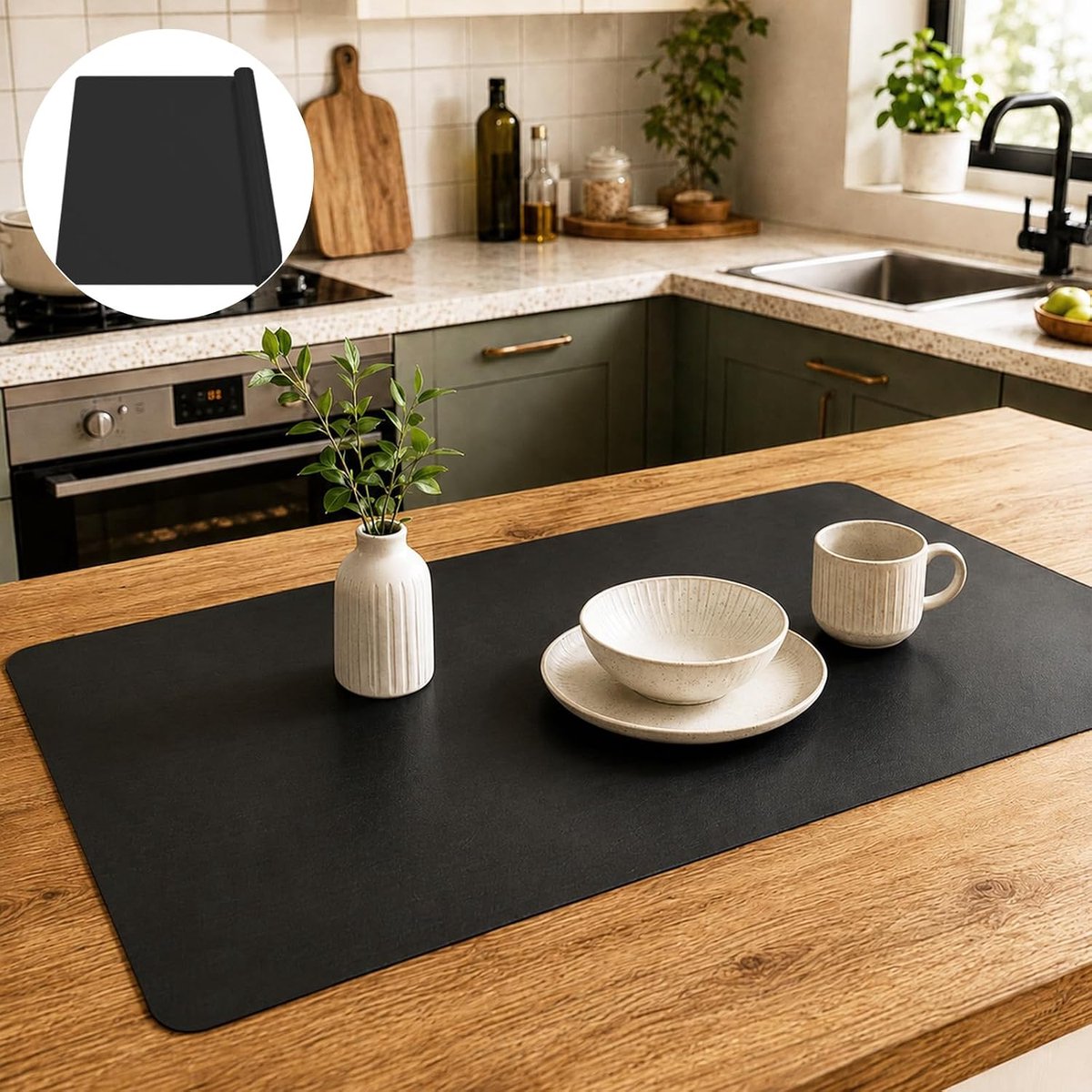 Siliconen mat 120 x 60 cm - antislip zwart - hittebestendig - beschermt werkbladen - ShopVlot