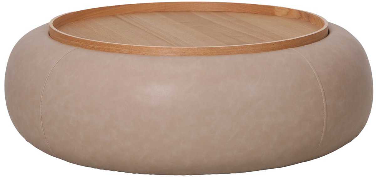 DÉJA Living Salontafel Draby - Taupe/Naturel - Met Opbergruimte - Ø102cm