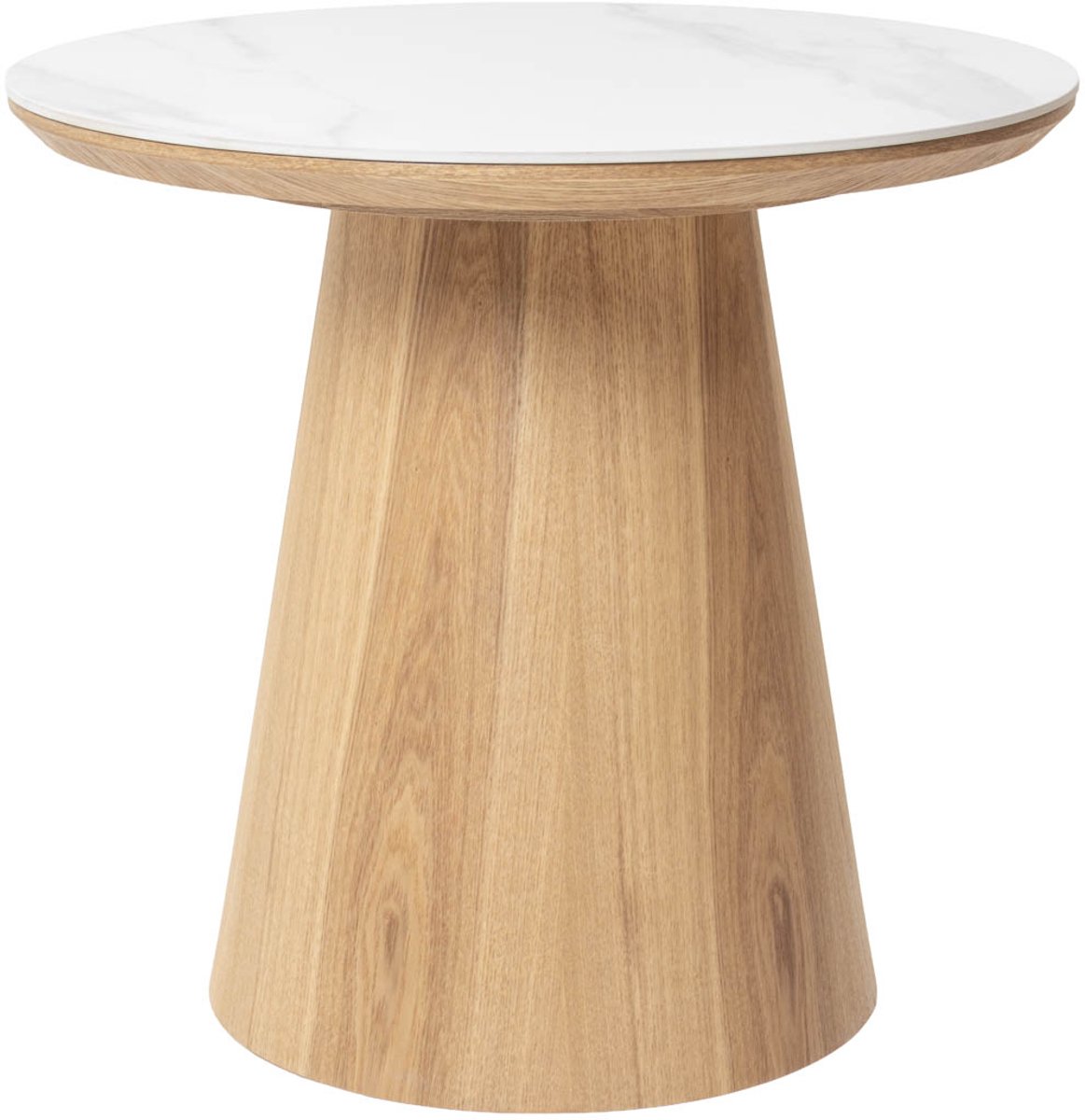 Giga Meubel Bijzettafel Alba - Wit Keramiek/Naturel - Ø60x55cm