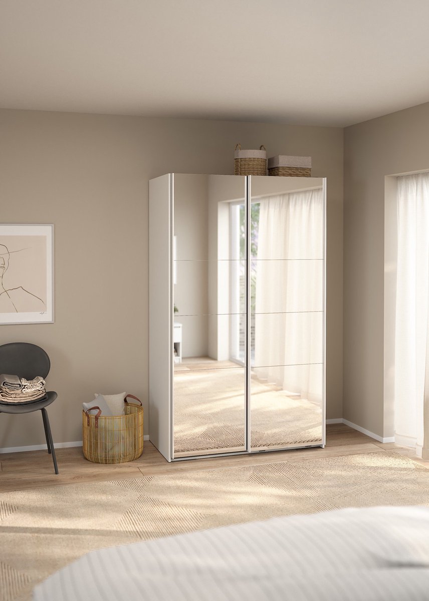 Giga Living Kledingkast Catania - Wit - Incl. Spiegel - 119x67x200cm