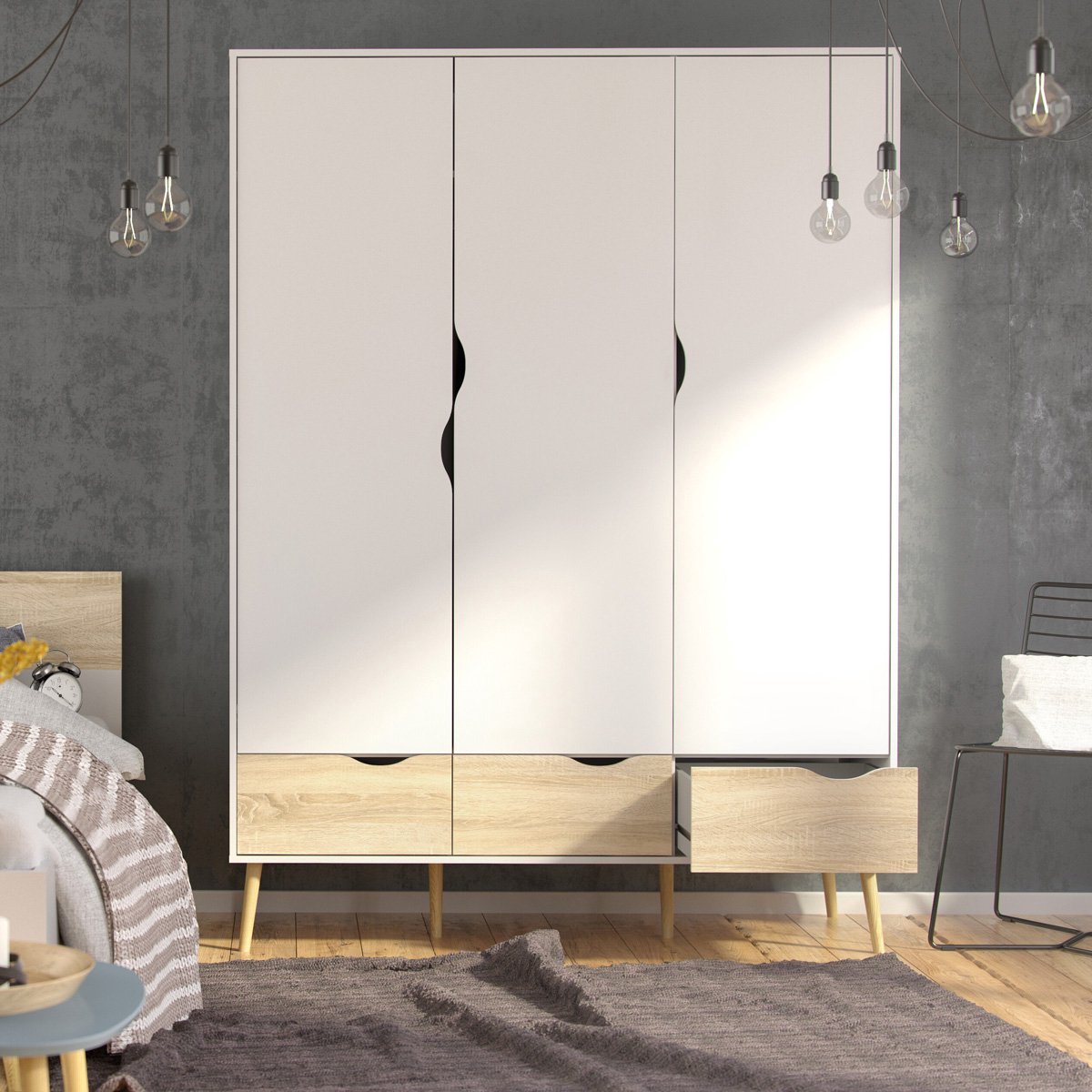 Giga Living Kledingkast Oslo - Wit/Naturel - 150x200x60cm