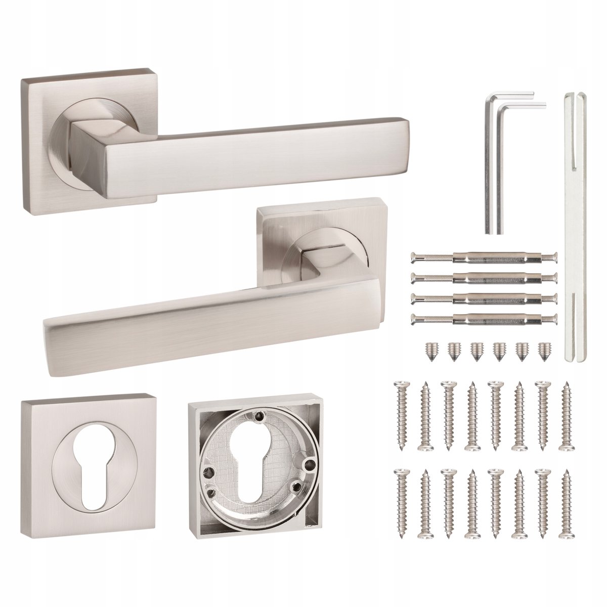 Merkloze Aluminium Deurklink Tambora - Nikkel/Chroom - Inclusief Rozet