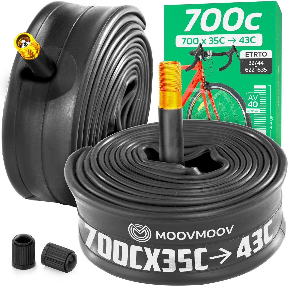 MOOVMOOV Binnenband 700 - Voor banden 700x35C, 700x36C, 700x37C, 700x38C, 700x40C, 700x42C en 700x43C - ShopVlot
