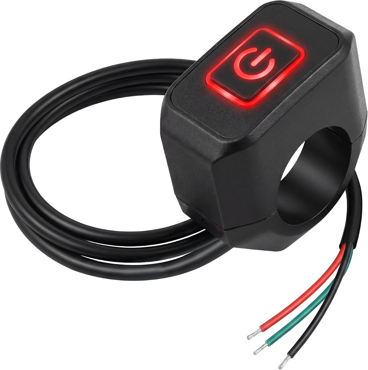 Motorschakelaar, rood, lichtschakelaar voor motorfiets, 3 draden, IP65, aan/uit-knop voor ledverlichting - ShopVlot