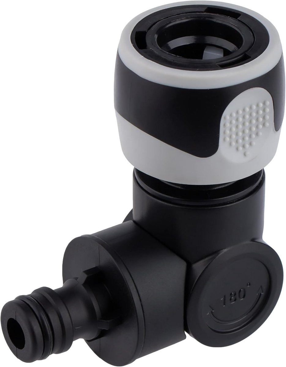 Kraan opzetstuk tuinslang - Grijs - 3/4 Inch Buitendraad - Kunststof Kraanadapter met Regelklep en 180° Scharnier