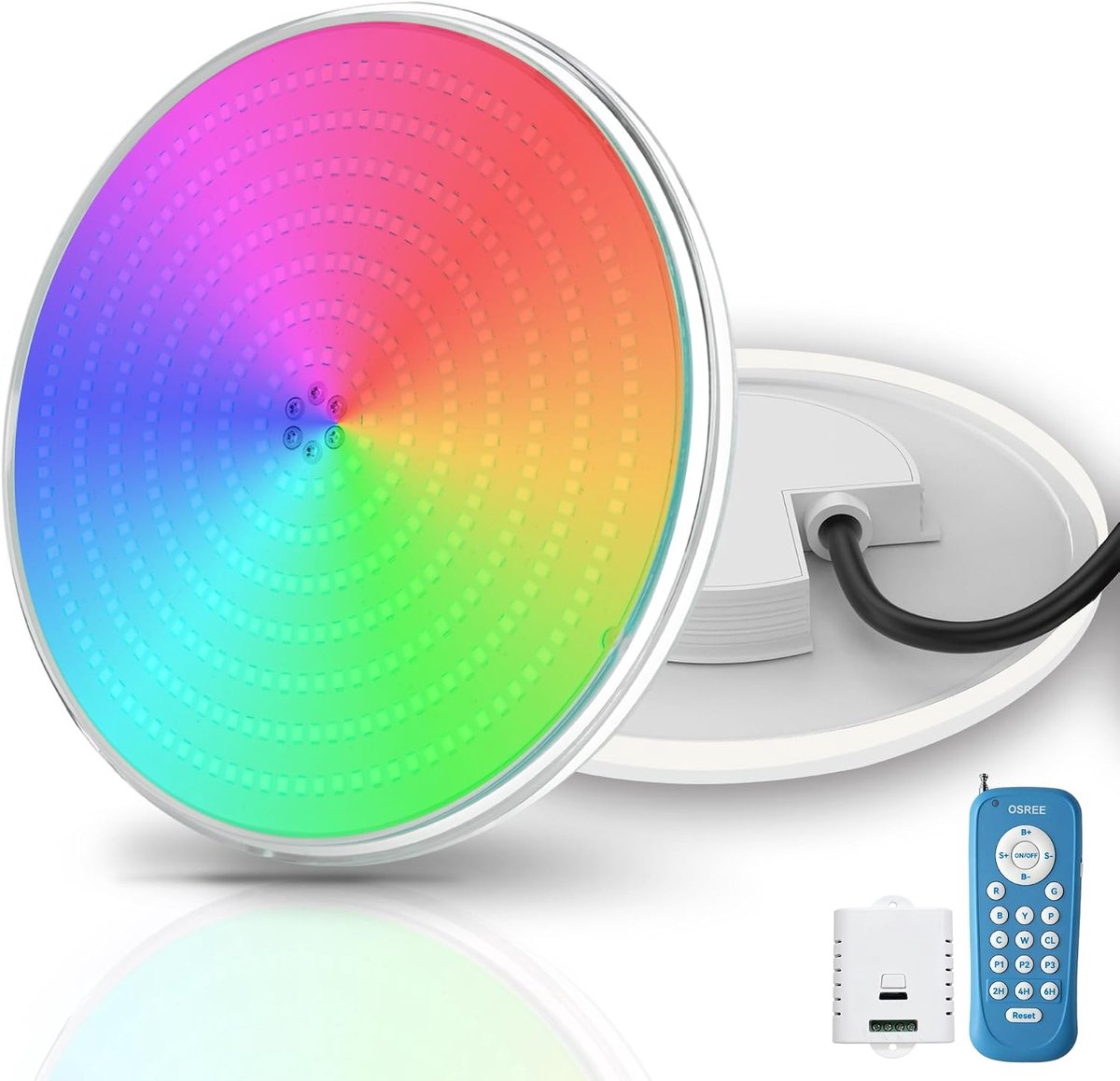 35W LED RGB Pool Lamp PAR56 Extra Flat, Pool Lamp 1400lm Multicolour with Remote Control, Timer 2/4/6H, IP68 - ShopVlot