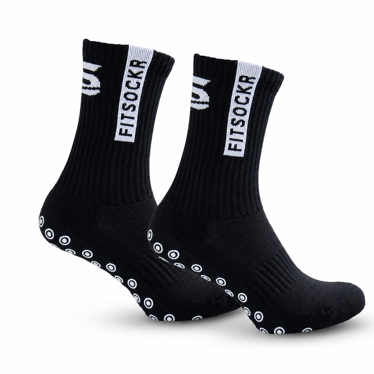 FitSockr Gripsokken Voetbal 2 Paar - Sportsokken - Grip socks - Voetbalsokken - Padel sokken - Antislip Sokken Heren/Dames/Kind - One - Zwart - Maat 44-48