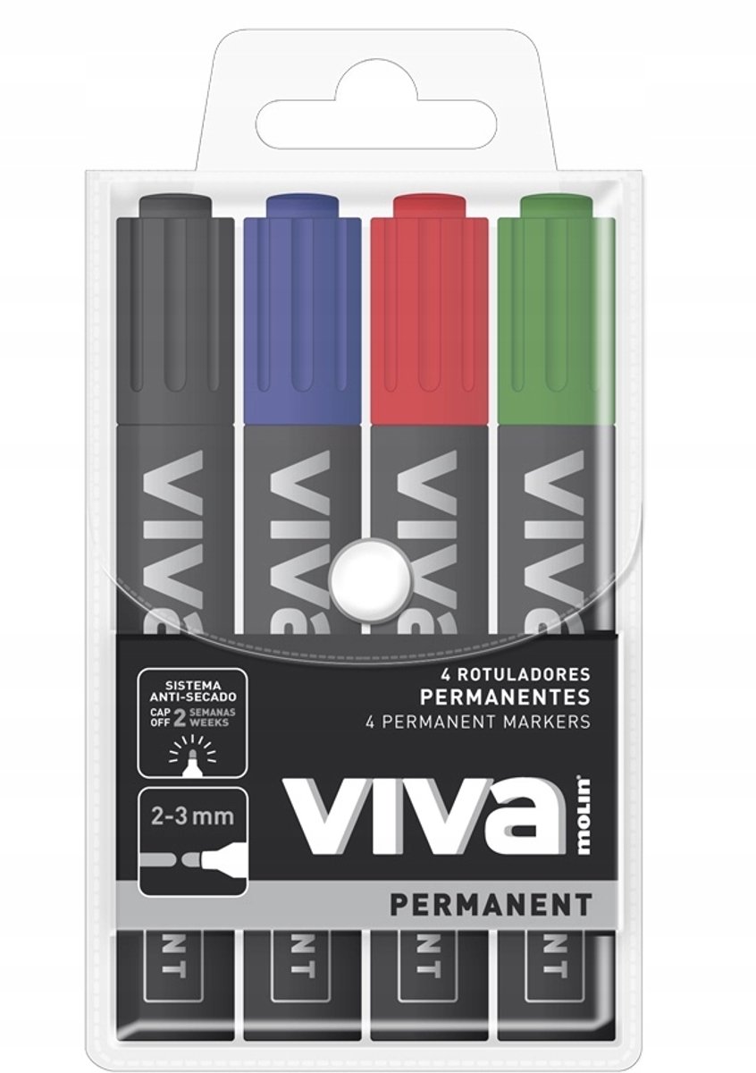 VIVA Permanente Markers Set A'4 - 4 stuks - Meerdere kleuren
