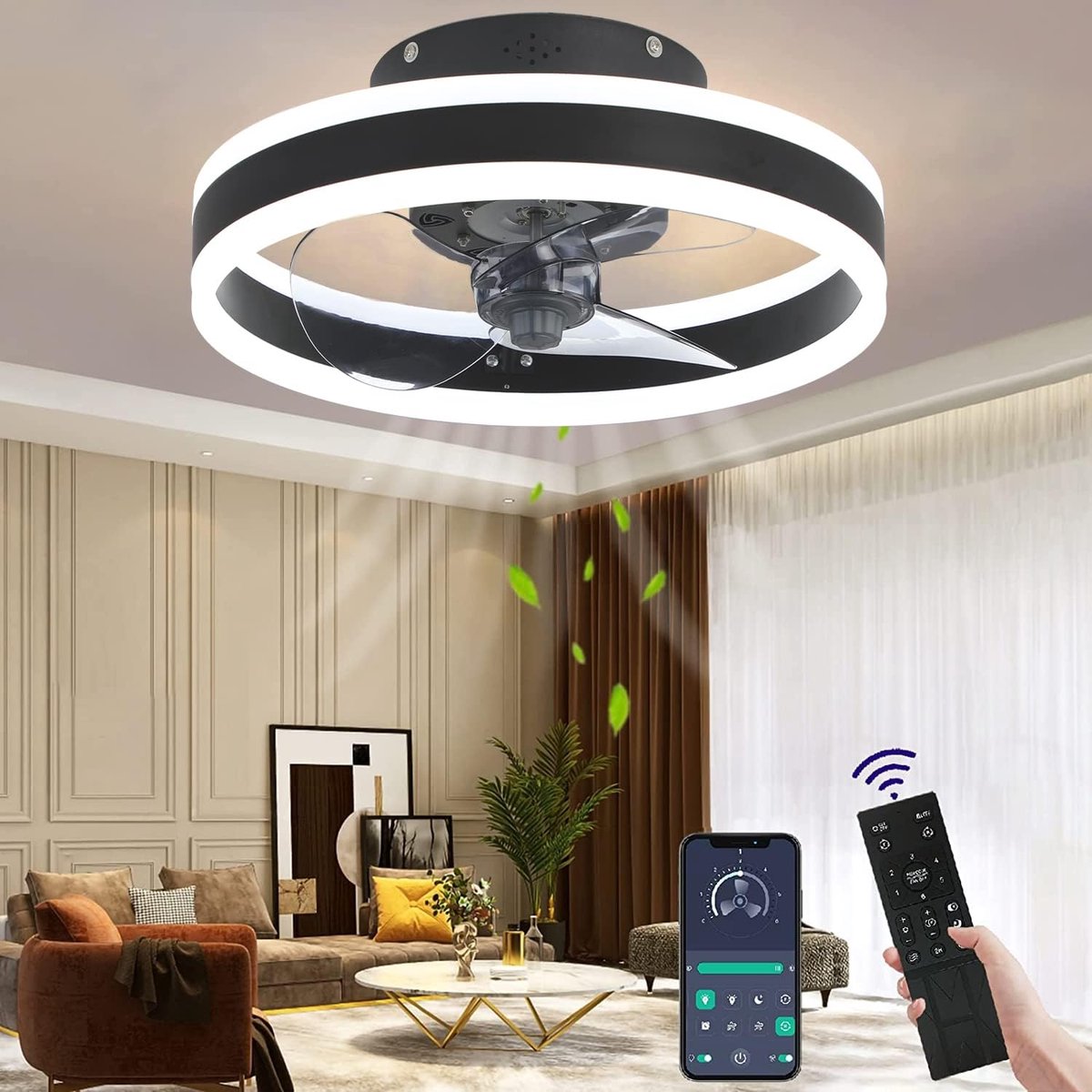 Wildcat Ceiling Fan with Lights, Silent Modern LED with Remote Control Timer Fan Ceiling Lamp Fan Light for Living - ShopVlot