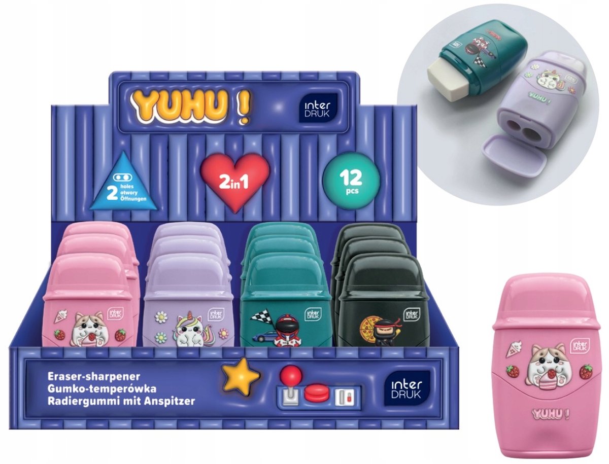 Interdruk Yuhu Gum-Slijper 2-in-1, Mix Kleuren