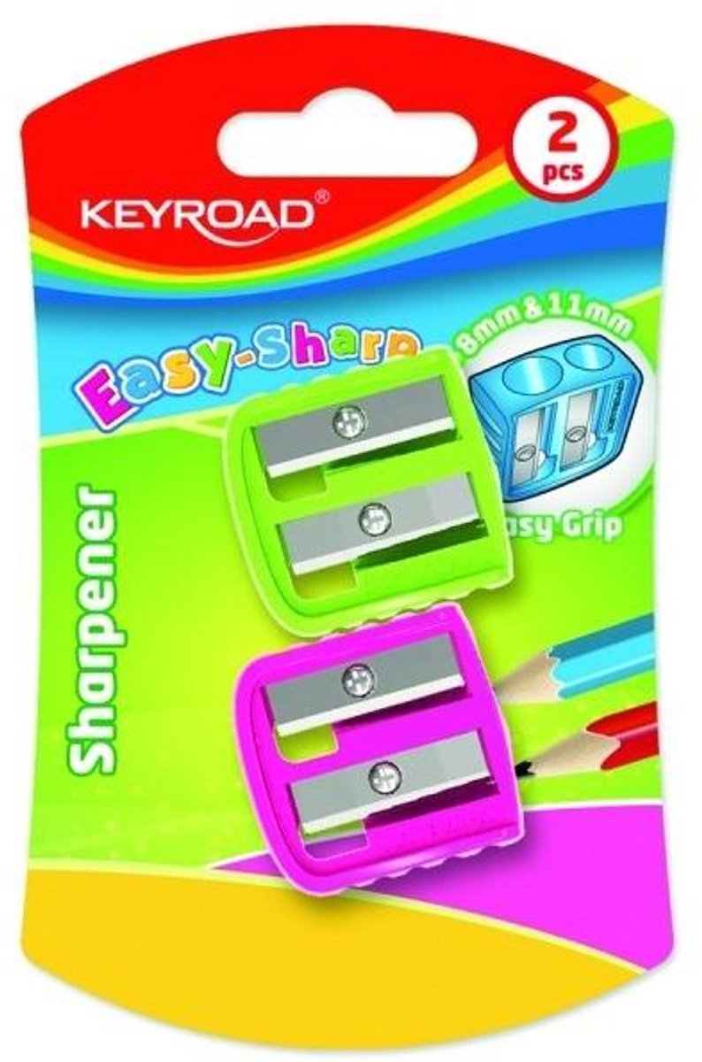 Dubbele Pastel Potloodslijper 2 stuks - Mix Kleuren