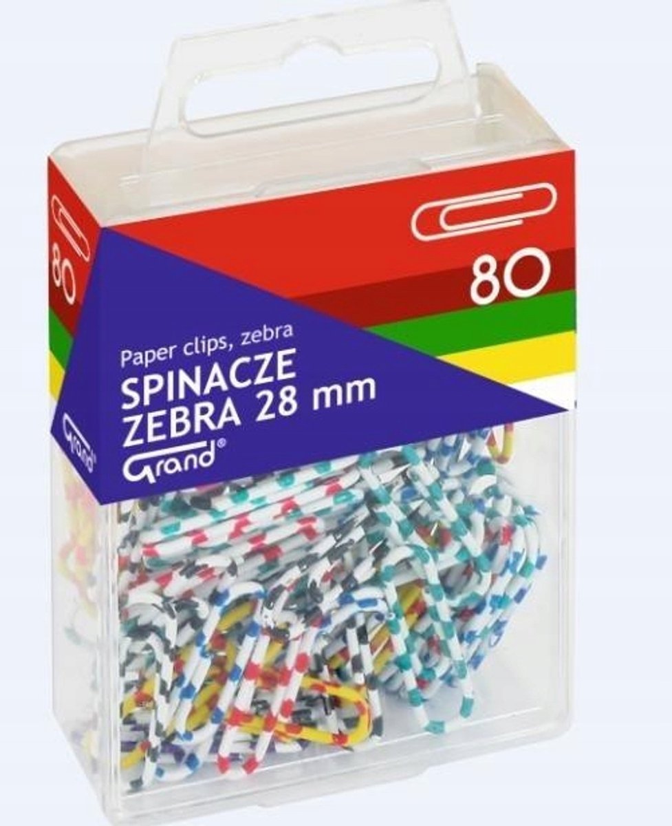 GRAND Zebra Paperclips - Set van 80 Stuks, Gecoat, Ideaal voor Kantoor
