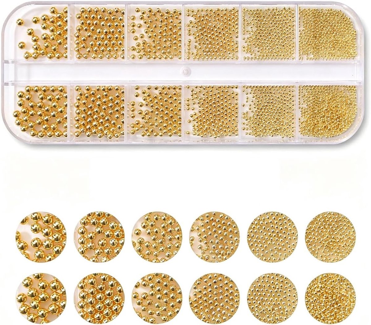 Sylen A set of decorative beads, 6 sizes nail charms pearls caviar rhinestone beads for nail jewelry, gold - ShopVlot