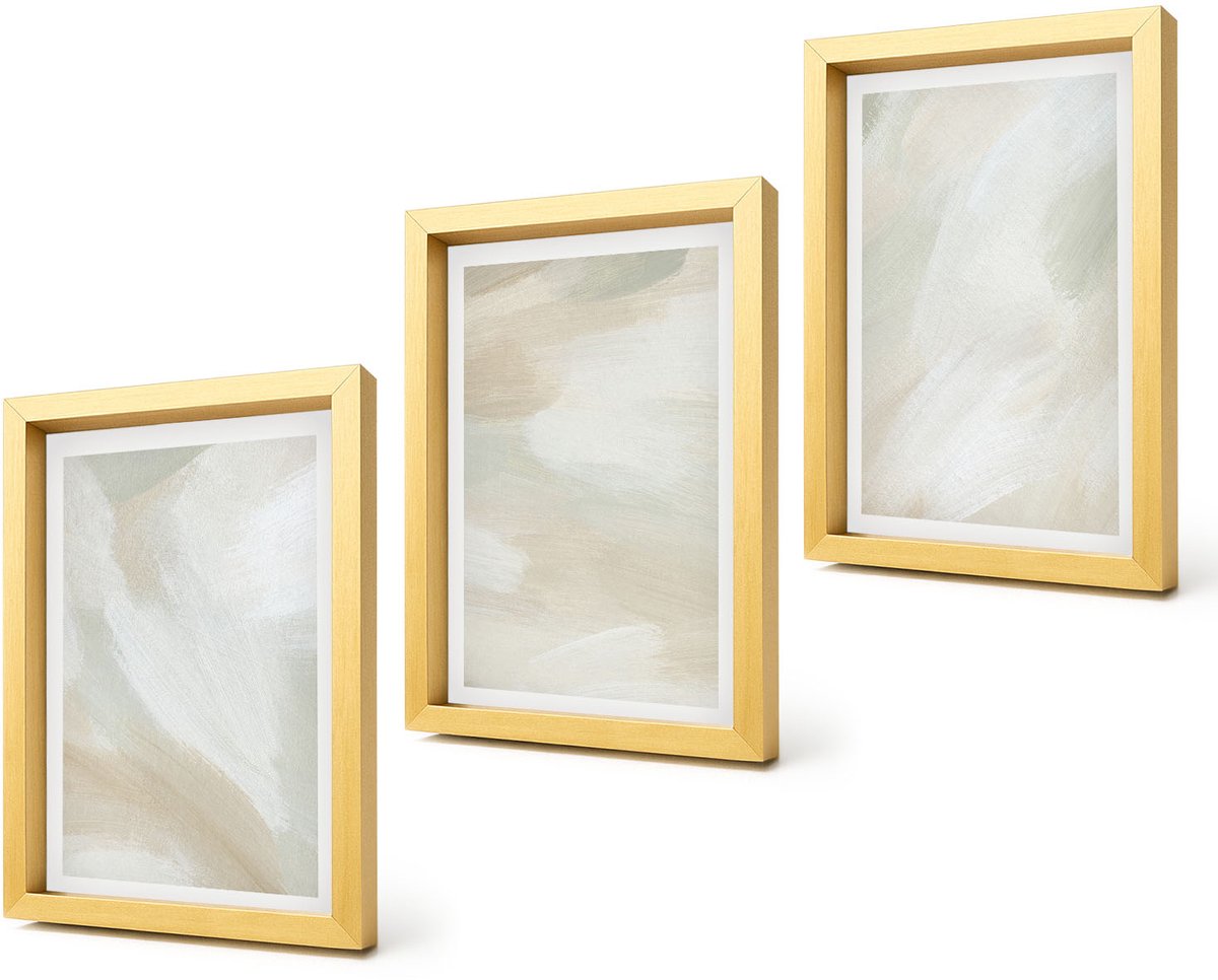 Coloray 4-Delige Schilderij Set - Verftextuur, sporen van verf, minimalisme - 20 x 30 cm - Muurdecoratie - Schilderijen Set - Woonkamer - Wanddecoratie