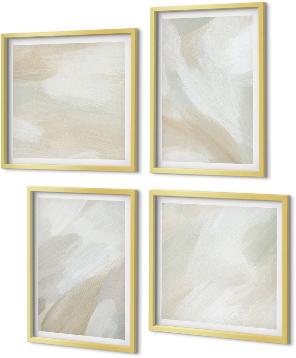 Coloray 4-Delige Schilderij Set - Abstracte penseelstreken op canvas - 40 x 40 cm en 40 x 60 cm - Schilderijen Set - Wanddecoratie - Woonkamer