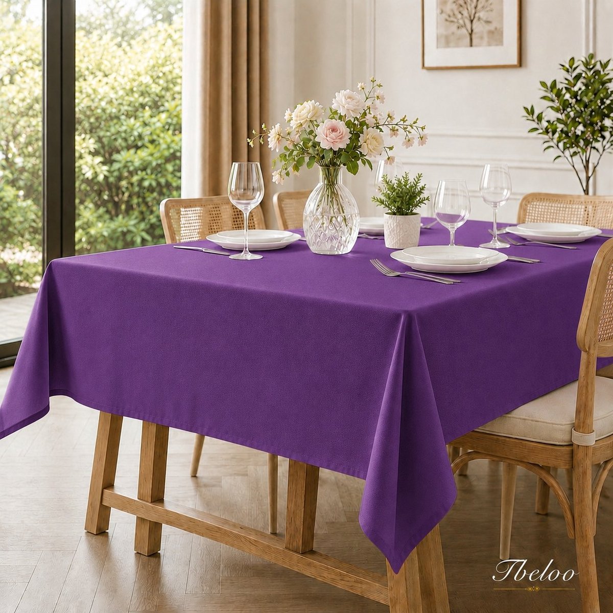 Tbeloo Paars Tafelkleed 140x280 cm - Waterdicht, Vlekafstotend Polyester voor Eettafel, Tuin, Feest en Bruiloft