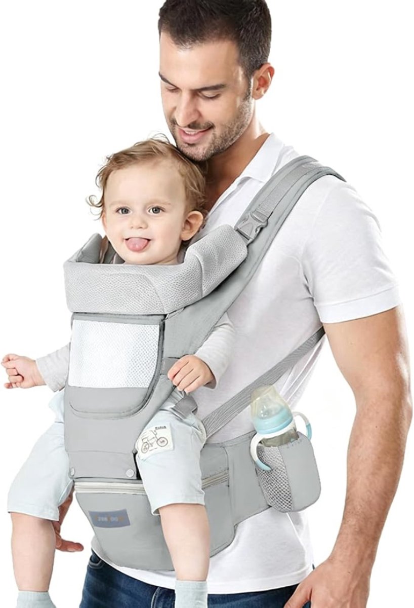 Verte Ergonomische Draagzak - Flip Advanced 4-in-1-Draagzak met Slabbetje – Ergonomisch – Verstelbaar – Met de Rug Naar Voren en Naar Achteren – Voor en Achter – Geschikt voor Pasgeborenen en Oudere Baby’s – 3,6–14,5 kg – Grijs