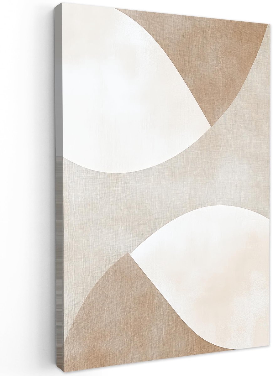 Famanu – Canvas schilderij van 80x120 cm, wanddecoratie voor woonkamer en slaapkamer, bruin, Japandi, abstract ontwerp