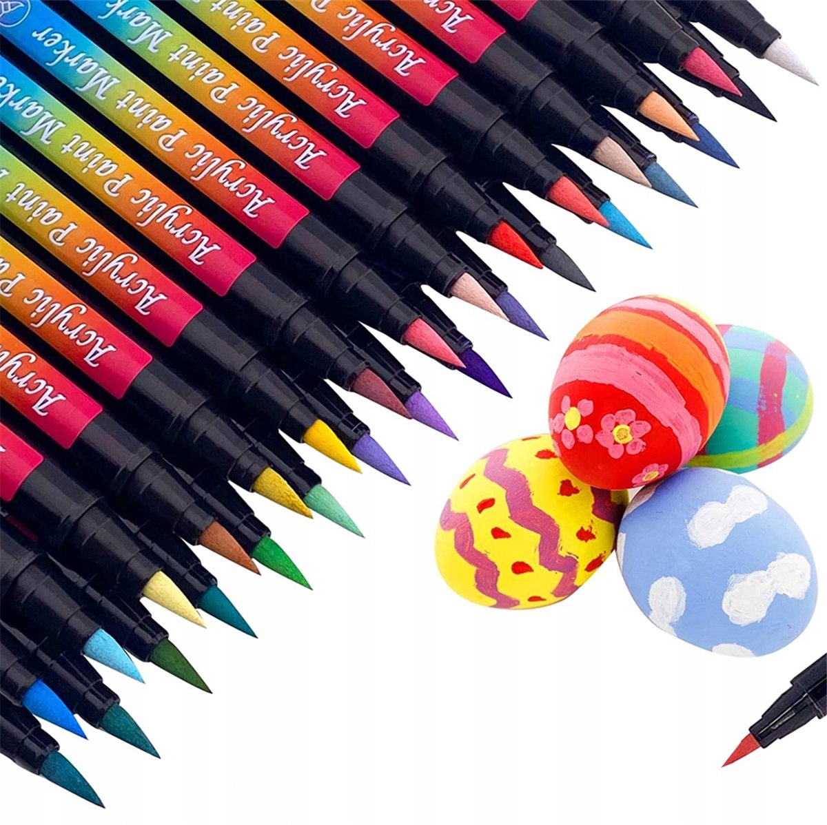 30 Kleuren Acryl Markers Set met Penseelpunt - Merkloos