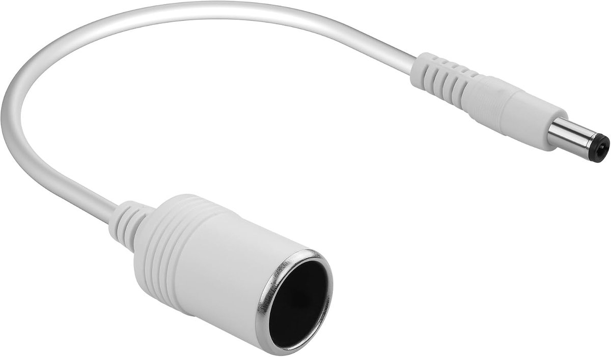 GINTOOYUN White 12/24V Cigarette Lighter Socket Power Cable 18AWG DC 5.5x2.5mm Male Plug to Cigarette Lighter Female - ShopVlot