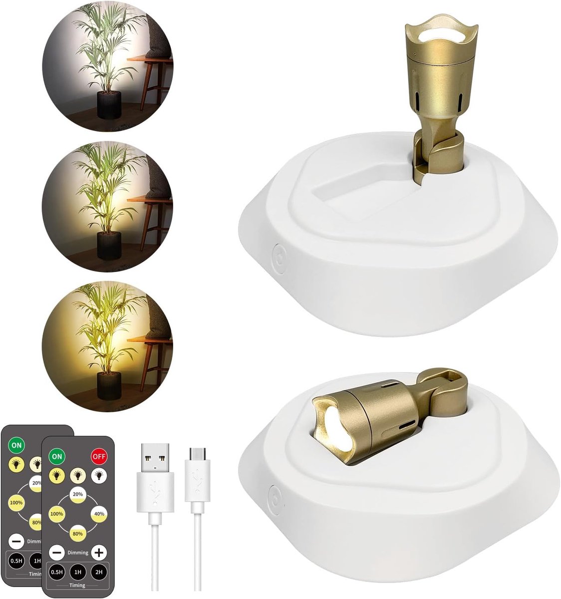 KZQ Set van 2 LED-spot - Sfeerverlichting - Wandlamp - Met afstandsbediening - Instelbare helderheid - Timer - Oplaadbaar - 3 kleurtemperaturen- Wit