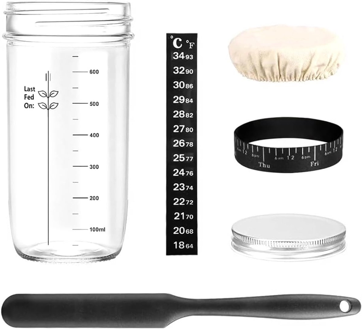 Sylen Zuurdesem Starter Kit, Zuurdesem Starter Jar met Time Tracker Band voor bakken en brood maken dagelijks gebruik - ShopVlot