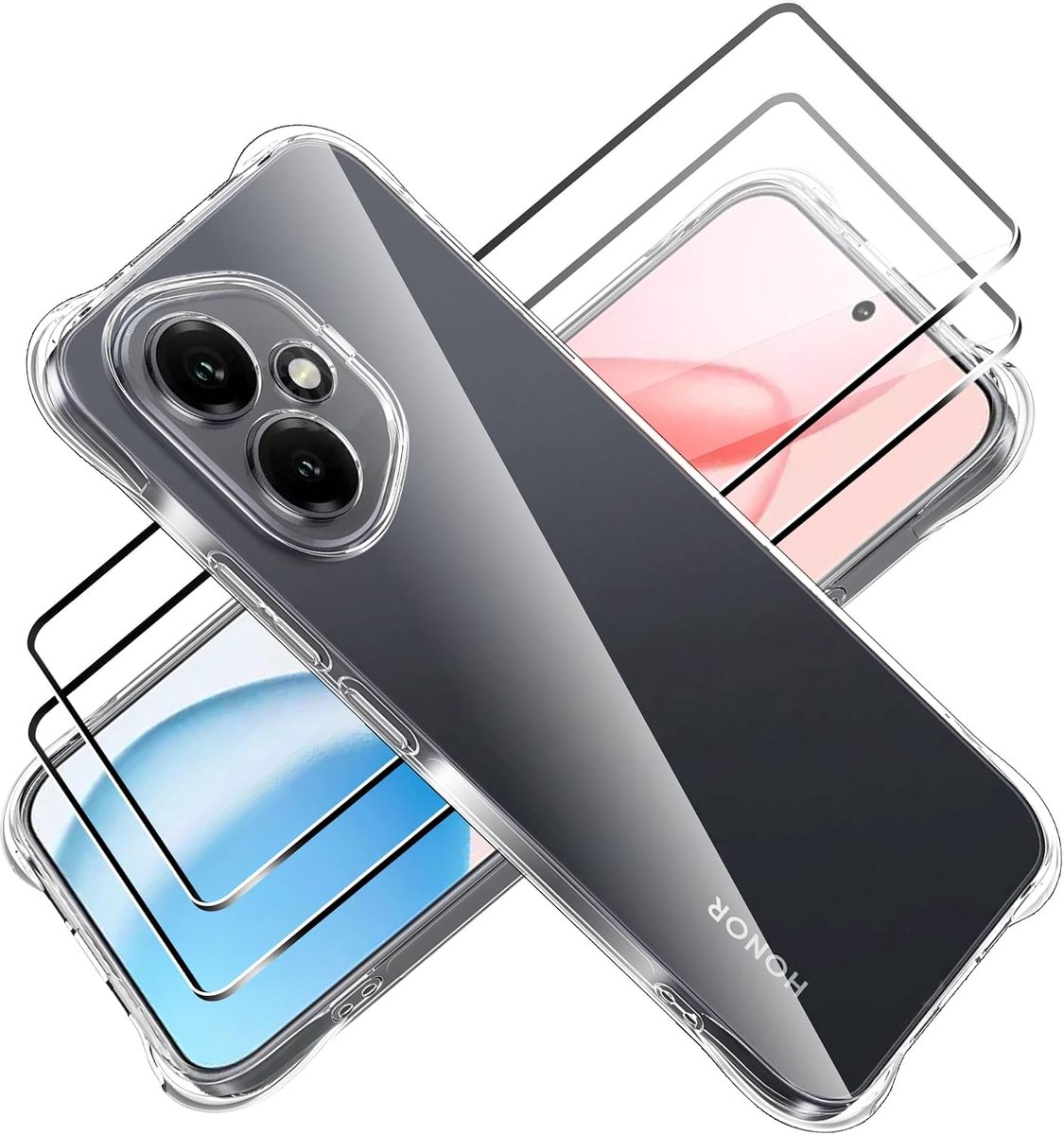 Tieeyivv Honor 400 Case with Protective Film Protective Glass Cover Shockproof Protective Case Camera Protection Soft - ShopVlot