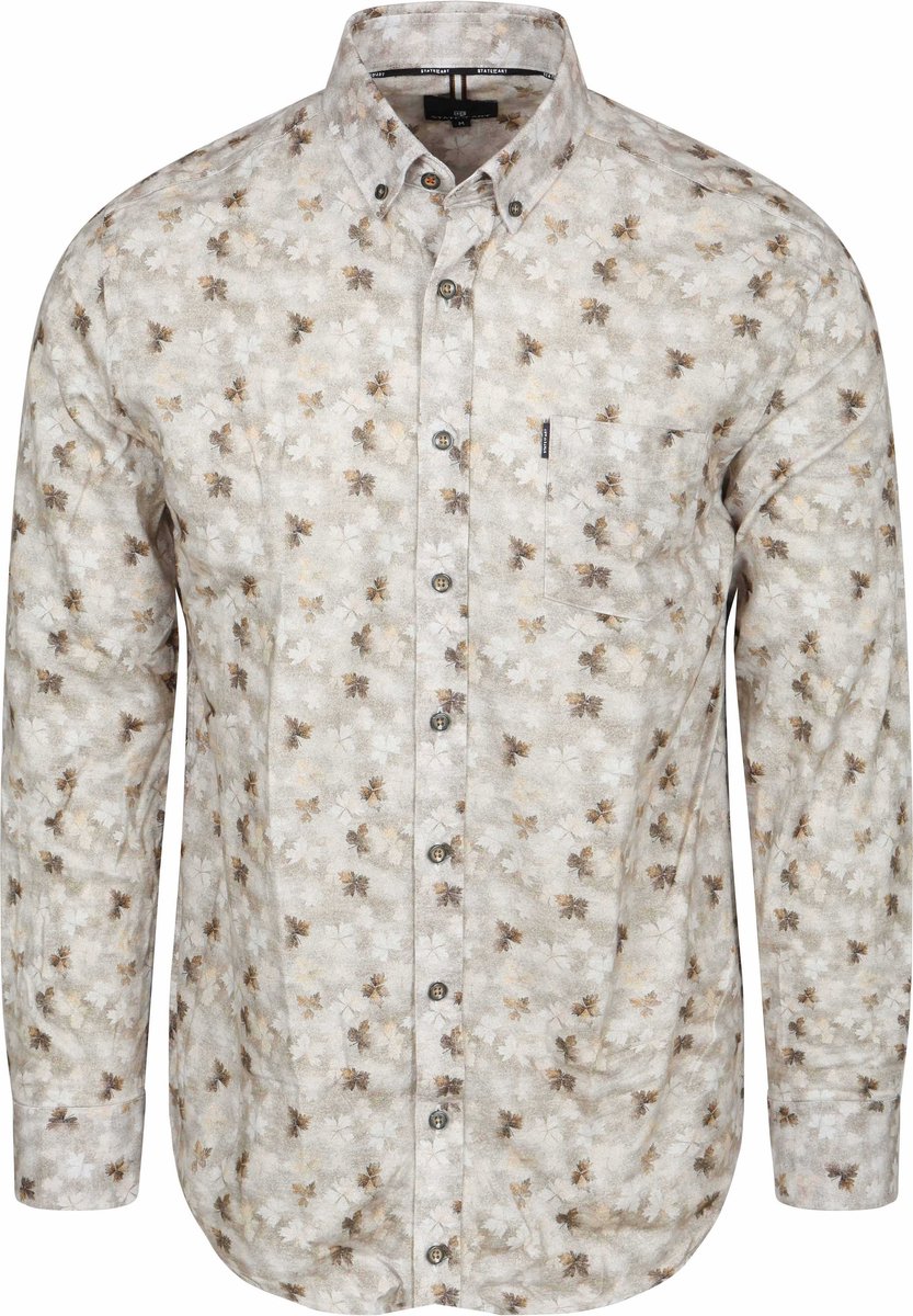 State Of Art Overhemd Flower Print Grijs - Maat L - Heren - Overhemden Casual