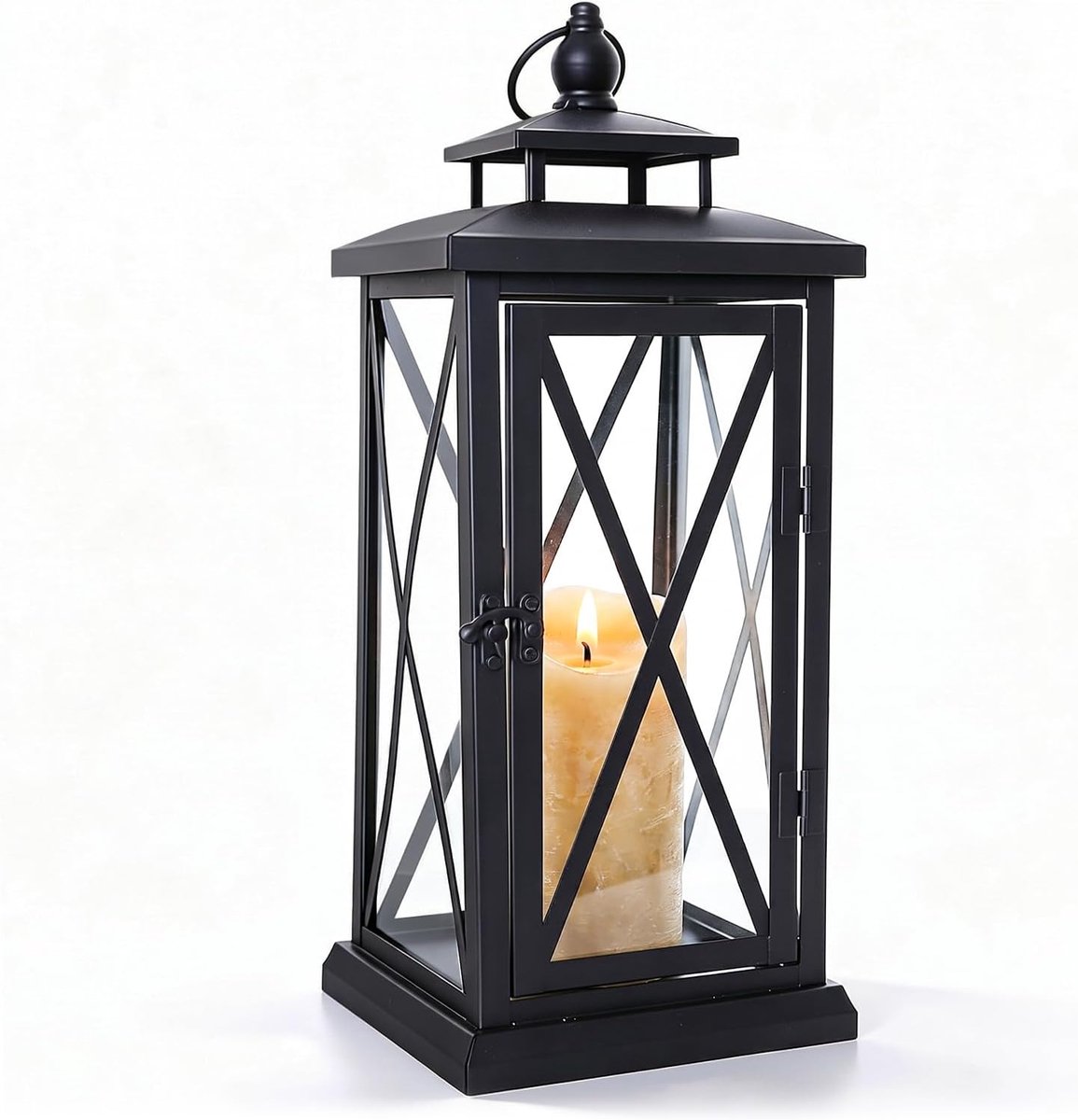 Graflantaarn van metaal, zwart, voor buiten, weerbestendig, 28,5 cm, buitenlantaarn, grote decoratieve lantaarn - ShopVlot