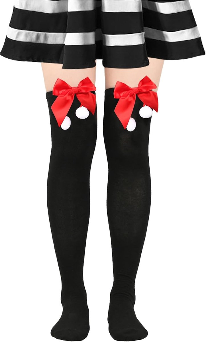 Christmas High Stockings, 1 Pair of Striped Christmas Stockings, Overknee Stockings for Women, Striped Christmas - ShopVlot