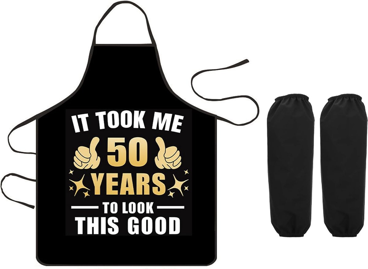 Chef Apron - Adjustable Cotton Kitchen Apron for Men and Women, Perfect as Barbecue Aprons and Cooking Gifts for 50th - ShopVlot
