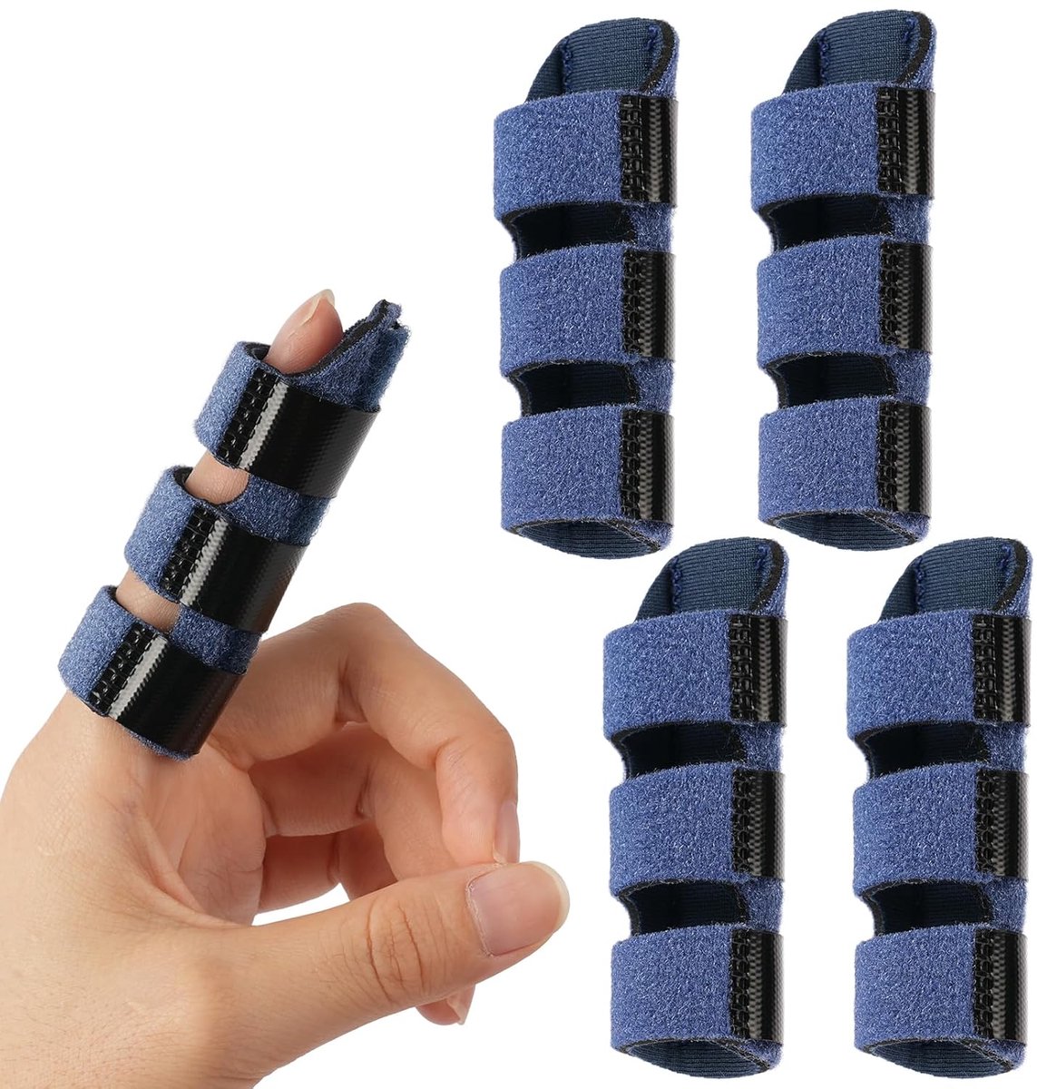 Finger splint, 4 pieces finger splints with integrated aluminium strap, hand support, splint fingers, for all fingers - ShopVlot