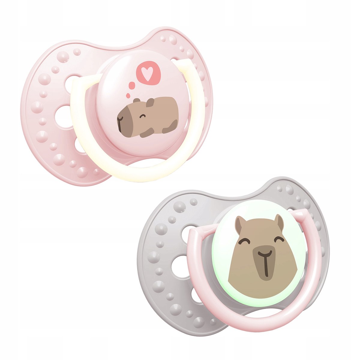 LOVI Dynamische Siliconen Speen 0-6m 2 stuks CapiChill Girl Glow-in-the-dark