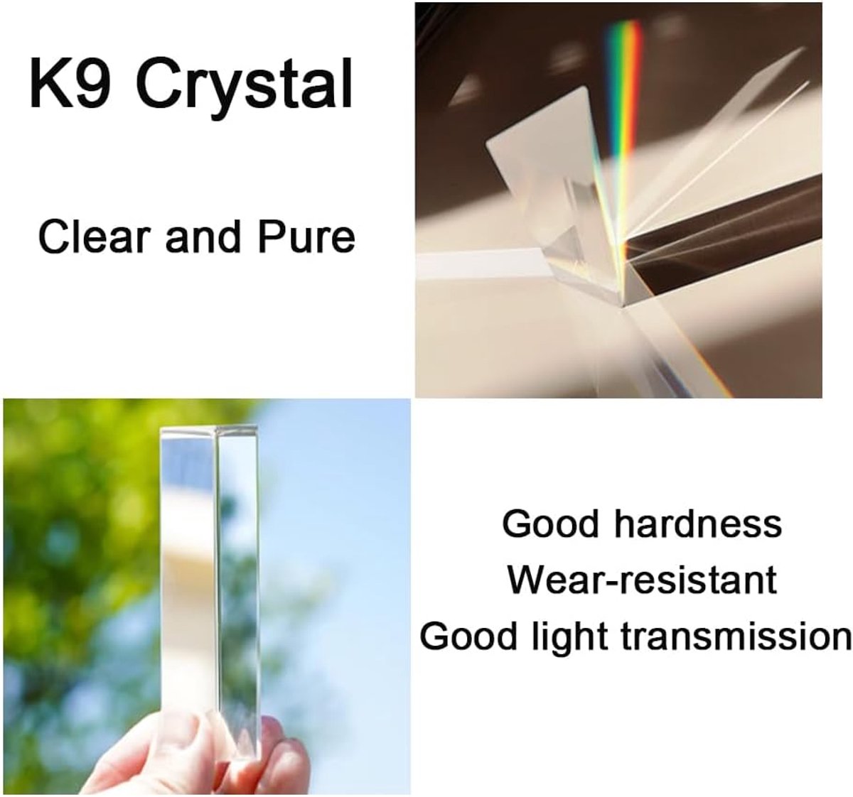 TopHomer 1Pcs Bright K9 Crystal Triangular Prism for Photo Rainbow Lights Crystal Optical Prisms Glass Physics - ShopVlot