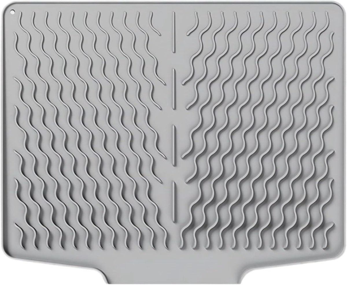 Silicone Draining Mat, Sink Mat for Tableware with Sloping Surface for Optimal Water Drainage, Drying Mat, Heat - ShopVlot