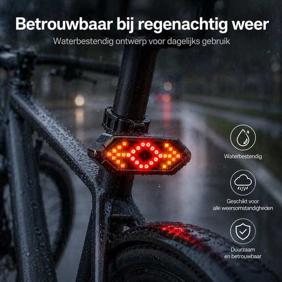 Fiets Richtingaanwijzer - Fietsverlichting met Knipperlicht - 900mAh USB Oplaadbaar - Waterbestendig - Stuurmontage - 120dB Claxon - Met Afstandsbediening van Fiets. — afbeelding 5