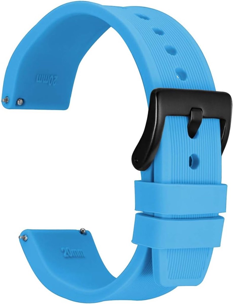 WOCCI Silicone Watchband with Striped Texture, Black Buckle, Replacement Straps, 18mm 20mm 22mm 24mm - ShopVlot