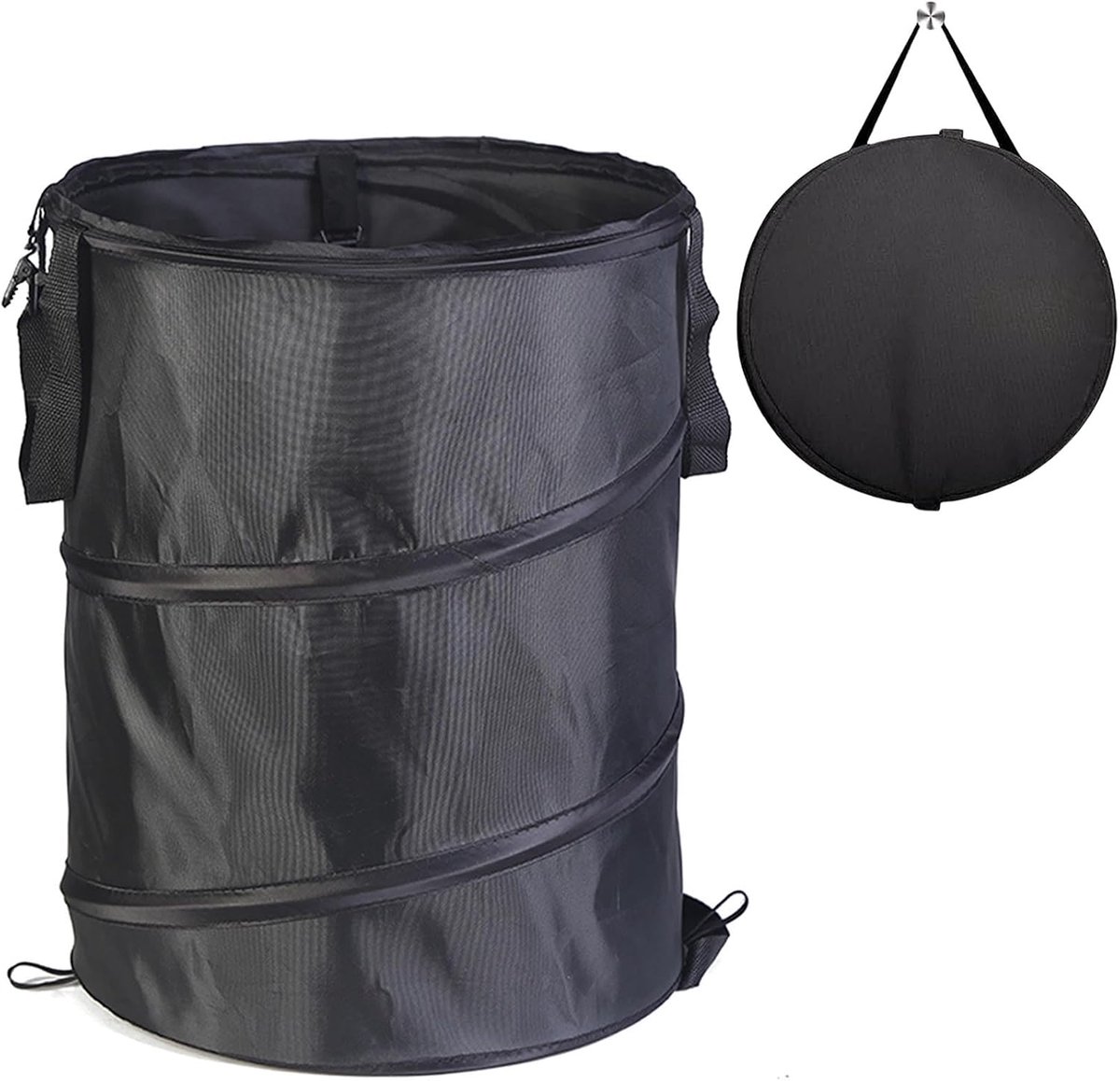 KZQ Opvouwbare tuin- en kampeerafvalzak 34x40 cm - Oxfordstof met handvatten - Herbruikbare opbergzak voor bladeren afval en speelgoed - Geschikt voor tuinieren wandelen en picknicken - Groen