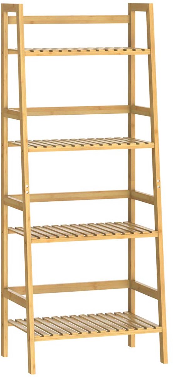 Famanu – Staand opbergrek van bamboe, 123 x 48 x 32 cm, multifunctioneel opbergmeubel voor diverse ruimtes
