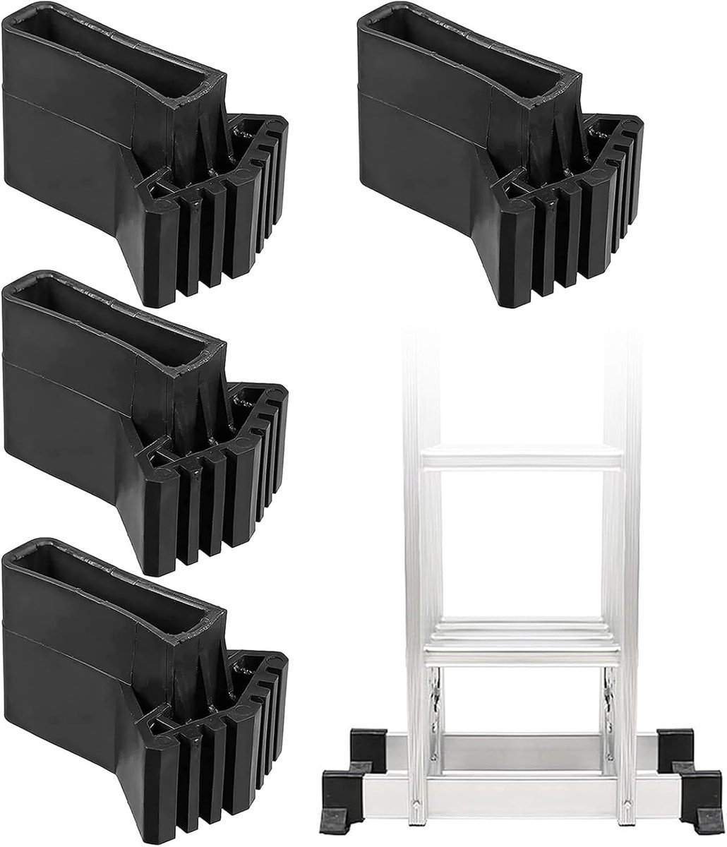 Ladder Feet 4 Pcs Non-Slip Ladder Feet Rubber Pads Set Ladder Foot Cover Black Ladder Leg Covers for Extension Ladder - ShopVlot