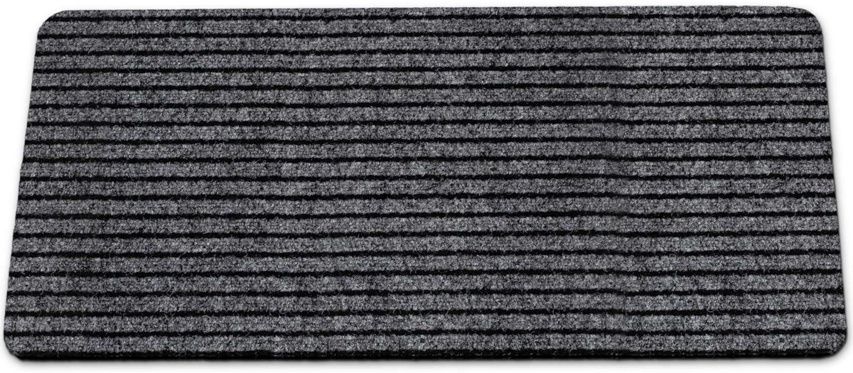 Famanu Schoonloopmat Mischa in grijs, afmetingen 80 x 40 cm, antislip voetmat voor binnen en buiten, wasbaar, ideaal voor hal en entree