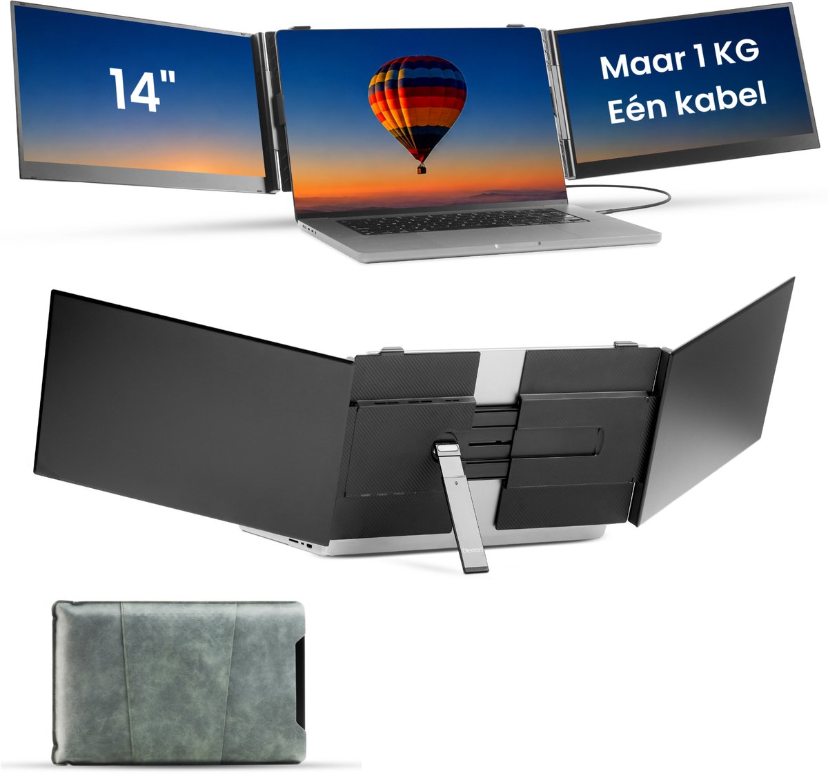 Blerron Flex Pro - 14 Inch - Portable Monitoren - 1 Kabel - Lichtste model 1 KG - Draagbare Monitor - Portable Monitor - Beeldscherm - 1920x1080 FHD