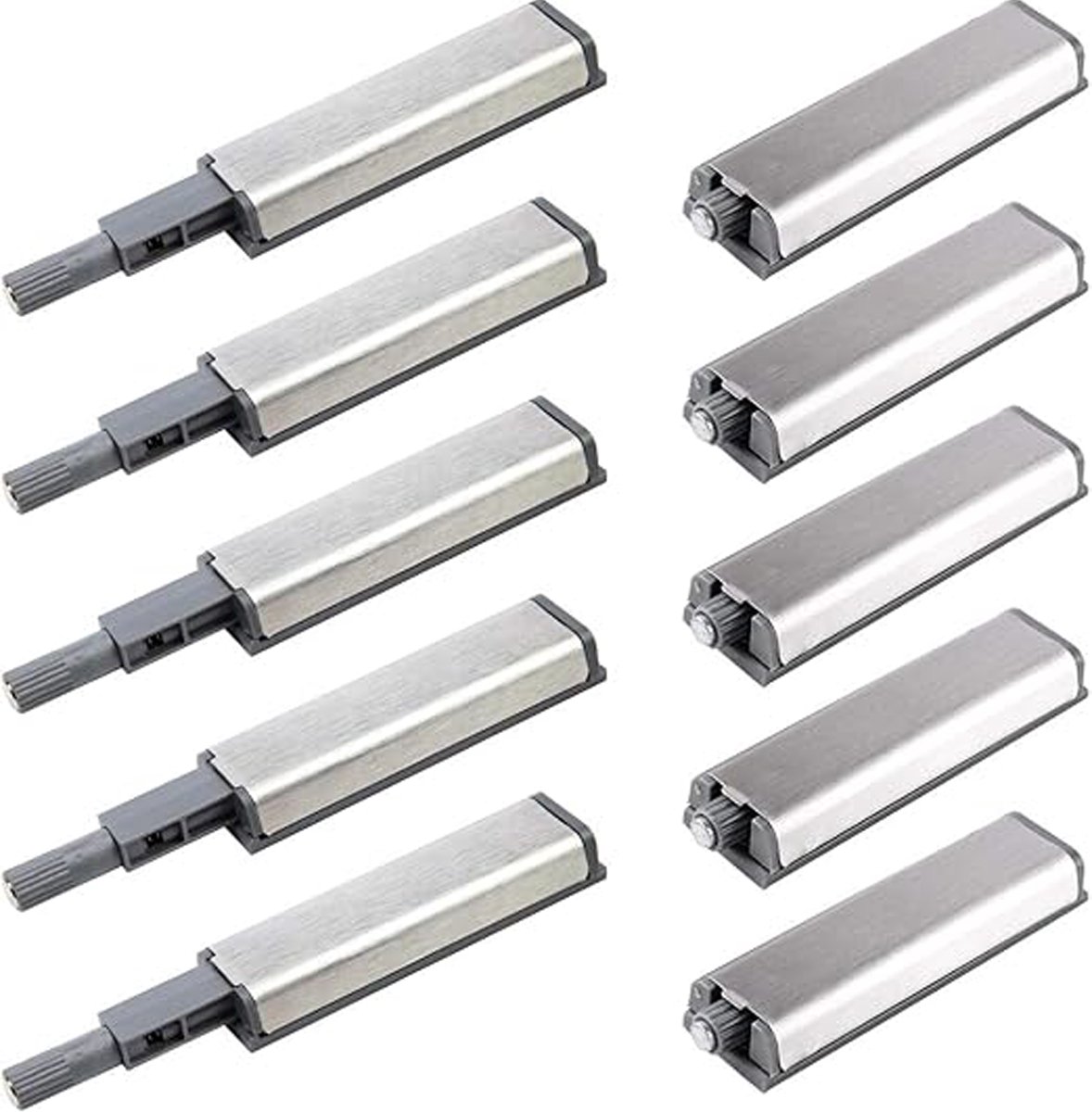 Magnetische druksloten - Inclusief schroeven - 10 stuks - Druksloten - Magnetische sloten - Roestvrijstalen terugslagsloten - Druksloten voor kastdeuren - Voor kasten en lades - Geen installatie nodig - Zilver