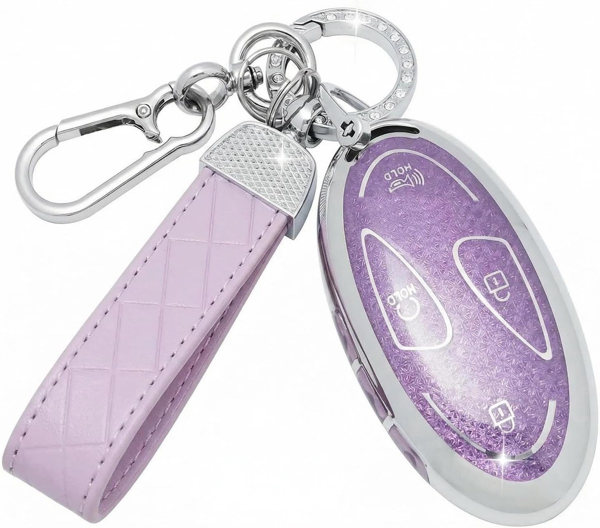 Car Key Case with Leather Keychain Compatible with Hyundai SX2 Ioniq 6 Grandeur GN7 Grand Prix Azera Elantra - ShopVlot