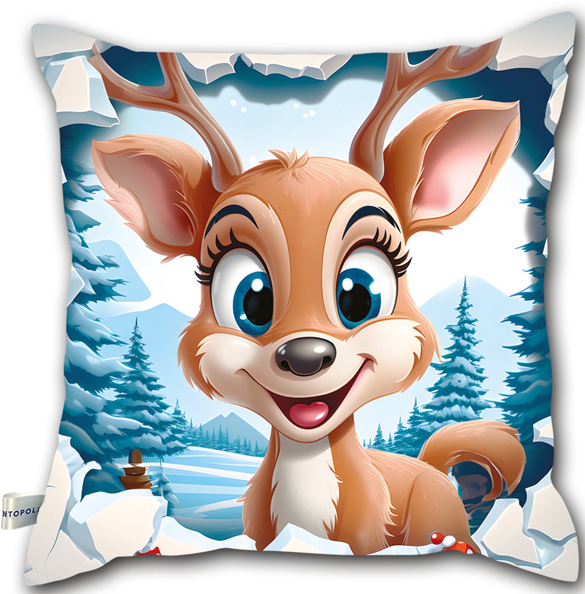 Decoratieve Kerstkussen 40x40cm met Rendierprint