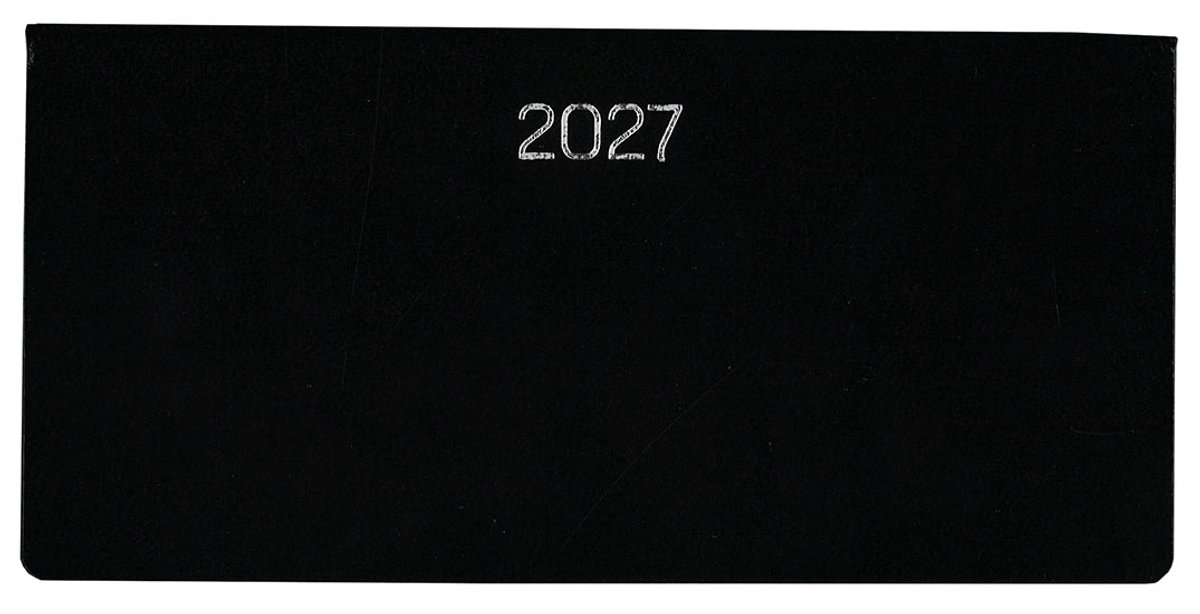 MGPcards - Zak agenda 2027 - H31 Genua - formaat A6 Liggend - week - 7 dagen 2 pagina - 6-talig - Made in Italy - Harde omslag - 17 x 8 cm - Zwart