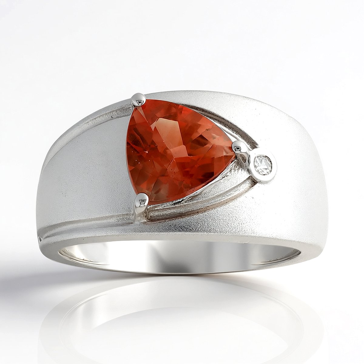 Cavill - 925 Sterling Zilveren Ring - 0,867 ct Oregon Zonnesteen Triljant - Tanzaanse Zirkoon - Moderne Elegante Luxe Damesring