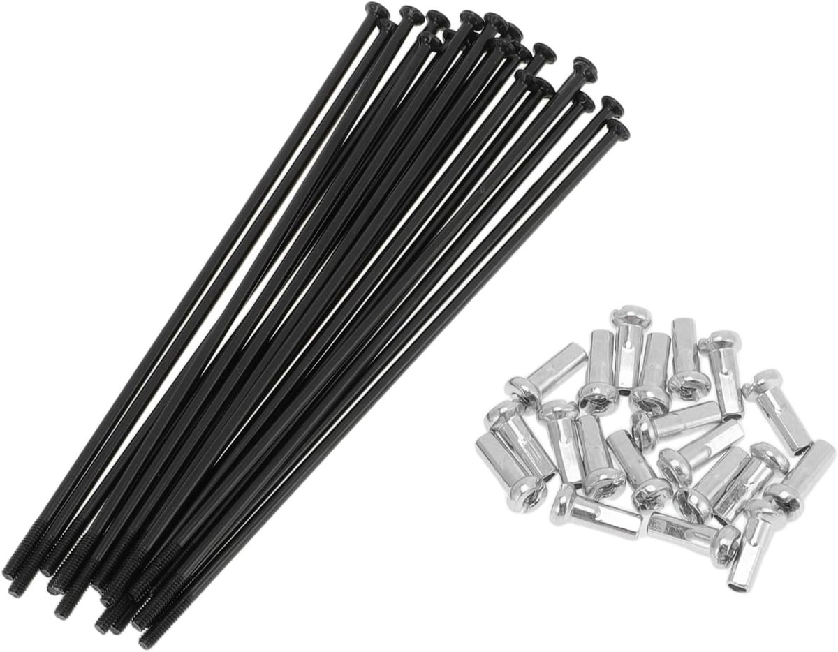 Motoforti 20 Set 14G Straight Pull Bicycle Spokes 100mm Straight Pull Bicycle Wheel Spokes Carbon Steel Black - ShopVlot