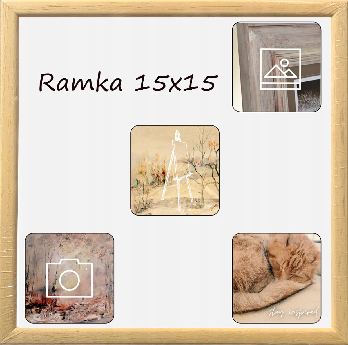 Houten fotolijst 15x15 cm - Ophangen of neerzetten