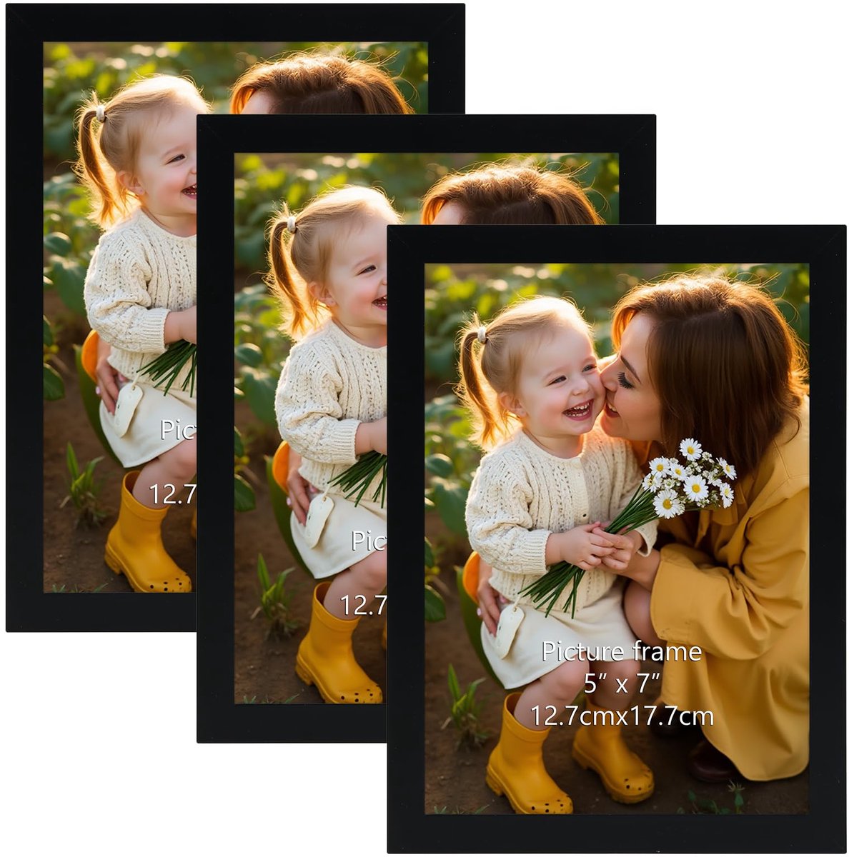 Famanu Set van 3 fotolijsten van 13 x 18 cm, zwarte PVC-lijsten voor de muur, perfect voor foto's en diploma's